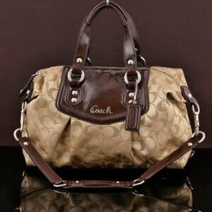 AUTHENTIC Chocolate and Golden Biege Ashley Coach Satchel